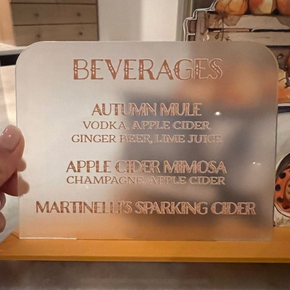 Acrylic Fall Beverage Sign - Picture 2 of 2